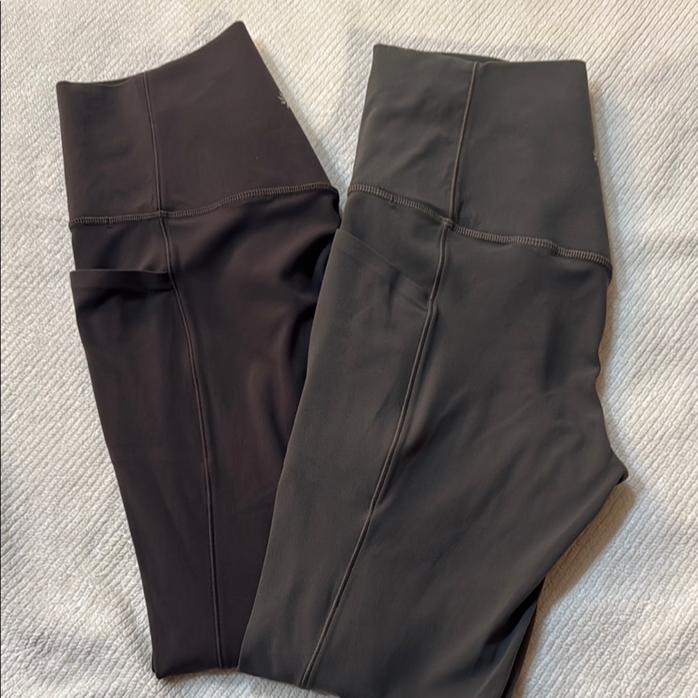 Athleta Black and Gray High-Waisted Leggings